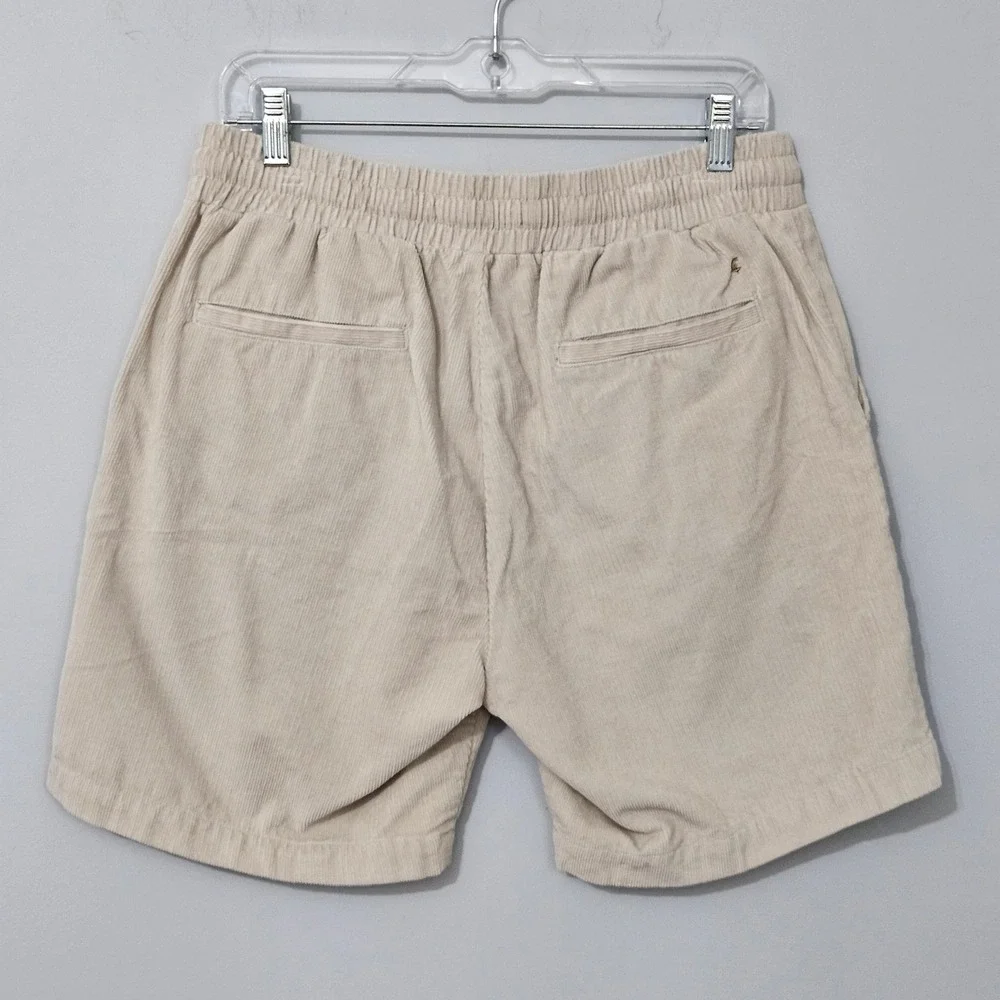 Criquet Mens Tan Corduroy Elastic Waist Drawstring Shorts Size Medium Khaki 7in